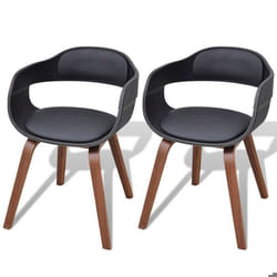 Chaises de salle à manger - Lot de 2 - Bois massif - Cuir synthétique - Contemporain - Avec accoudoirs