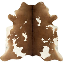 Tapis en peau de vache véritable Marron et blanc 150 x 170 cm DEC024017