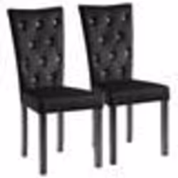 Chaises de salle à manger - Design contemporain - Velours noir - Lot de 2 - Bois massif - Intérieur