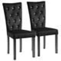 Chaises de salle à manger - Design contemporain - Velours noir - Lot de 2 - Bois massif - Intérieur