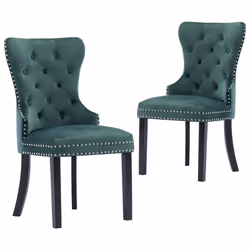 Chaises de salle à manger - Noname - Lot de 2 - Velours vert foncé - Style classique - 2 places