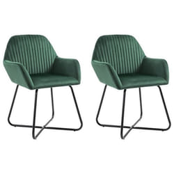 Chaises de salle à manger - Décoshop26 - Lot de 2 - Velours vert - Accoudoirs - Design contemporain