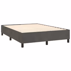 Sommier - TDL - 140x190 cm - Tissu velours gris foncé - 2 places - Livré monté