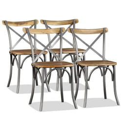 Lot de 4 chaises de salle à manger cuisine design industriel bois de manguier massif et acier