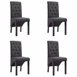 Chaises de salle à manger - Design moderne - Lot de 4 - Tissu gris foncé - Bois massif - Confortables