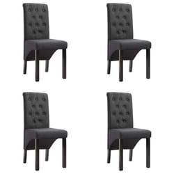 Chaises de salle à manger - Design moderne - Lot de 4 - Tissu gris foncé - Bois massif - Confortables