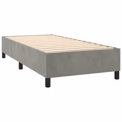 Sommier - TDL - 90x200 cm - Tissu velours gris clair - 1 place - Montage facile