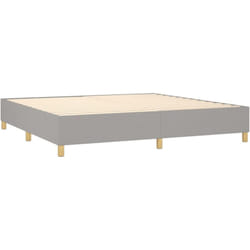 Sommier à lattes sur pieds cadre de lit 200x200 cm tissu gris clair TDL0207176