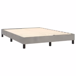 Sommier - TDL - 140x200 cm - Velours gris clair - 2 places - Livré monté