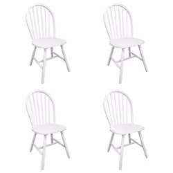 Chaises de salle à manger - Classique - Lot de 4 - Bois dhévéa - Couleur blanche - Intérieur