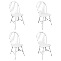 Chaises de salle à manger - Classique - Lot de 4 - Bois dhévéa - Couleur blanche - Intérieur