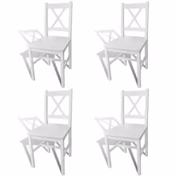 Chaises de salle à manger - Design - Lot de 4 - Bois de pin blanc - Contemporain - Intérieur