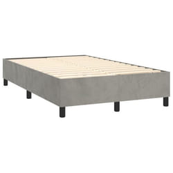 Sommier - TDL - 120x200 cm - Velours gris clair - 2 places - Livré monté