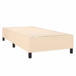 Sommier - TDL - 80x200 cm - Tissu crème - 1 place - Lattes de contreplaqué