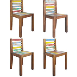 Lot de 4 chaises de salle à manger cuisine bois de récupération solide design vintage CDS021332
