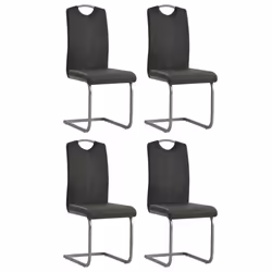 Chaises de salle à manger - Design moderne - Lot de 4 - Cuir artificiel - Métal - Gris