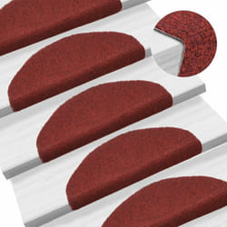 Décoshop26 - Tapis d'escalier auto-adhésif Poinçon aiguilleté 15 pièces Rouge DEC023314