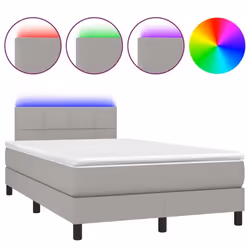Cadre de lit LED avec soier tête de lit matelas surmatelas 120 par 200 tissu gris clair