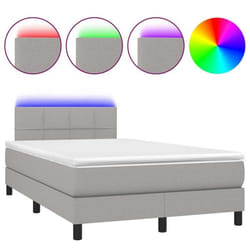 Cadre de lit LED avec soier tête de lit matelas surmatelas 120 par 200 tissu gris clair