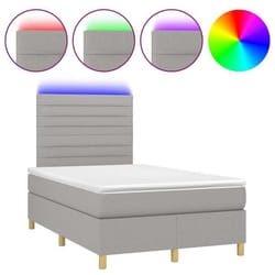 Cadre de lit - LED - 120x200 cm - Tissu gris clair - Sommier et matelas inclus - Design contemporain