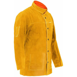 Veste de soudeur en cuir croute de bovin jaune taille m outils atelier