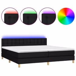 Cadre de lit - TDL - 200x200 cm - Tissu noir - LED - 2 places