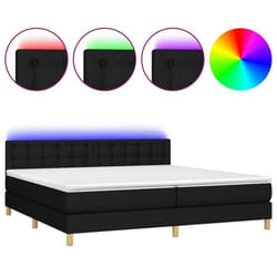 Cadre de lit - TDL - 200x200 cm - Tissu noir - LED - 2 places