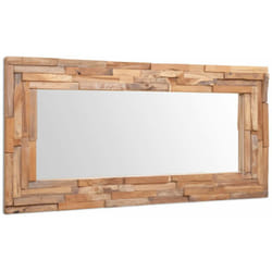 Miroir mural rectangulaire teck marron et verre 120 x 60 cm DEC022673