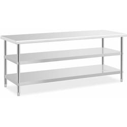 Table de travail inox - 200 x 70 x 5 cm - 231 kg - 2 tablettes