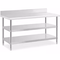 Une table en inox faite pour durer qui offre un vaste espace de rangement Dans la cuisine, le mobilier en inox est un atout m ...