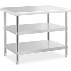 Table de travail inox - 100 x 70 x 5 cm - 190 kg - 2 tablettes