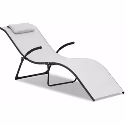 Un bain de soleil en acier gris Que vous cherchiez la position idéale au soleil ou un endroit pour lire à l’ombre d’un paraso ...