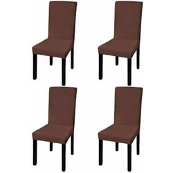 Décoshop26 - Housse de chaise droite extensible 4 pcs marron DEC022375
