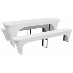Décoshop26 - 3 Nappe pour table de brasserie et bancs extensible blanc 70 cm DEC022296
