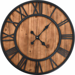 Horloge murale vintage à quartz Bois et métal 60 cm xxl DEC022277