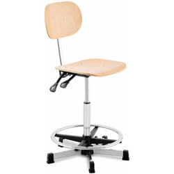 Helloshop26 - Chaise de travail hauteur réglable de 550 - 800 mm 120 kg chrome bois
