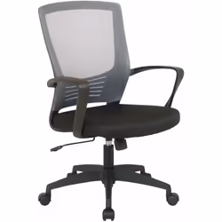 Chaise, fauteuil de bureau sur roulettes gris et noir Dossier forme ergonomique Revêtement en microfibre et maille Avec accou ...