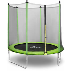 Trampoline de jardin - diamètre 244 x 180 cm - 80 kg - filet de sécurité - noir/gris