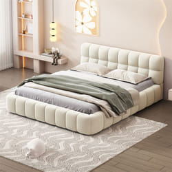Vidaxl - Lit adulte 160x200cm, lit double en lin avec dossier moelleux, Lit plat avec encadrement rembourré, sommier à lattes, tête de lit, beige
