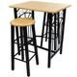 Lot de 2 tabourets de bar chaise avec table haute set bois acier design cuisine salon
