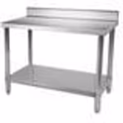Table de travail professionnelle acier inox pieds ajustable avec rebord 100 x 60 cm
