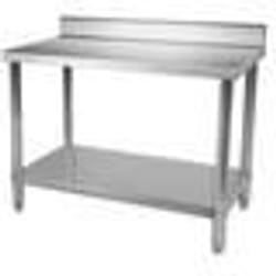 Table de travail professionnelle acier inox pieds ajustable avec rebord 100 x 60 cm