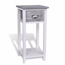 Table de nuit chevet commode armoire meuble chambre avec 1 tiroir gris et blanc