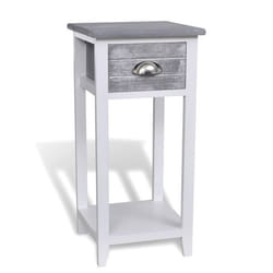 Table de nuit chevet commode armoire meuble chambre avec 1 tiroir gris et blanc