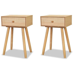 Helloshop26 - Lot de 2 tables de nuit chevet commode armoire meuble chambre bois de pin massif 40 x 30 x 61 cm marron