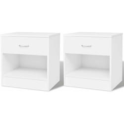 Lot de 2 tables de nuit chevet commode armoire meuble chambre avec tiroir blanc