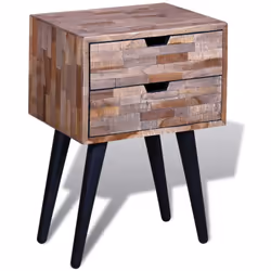 Ce meuble de chevet vintage en teck recyclé est non seulement élégant, mais aussi très pratique avec ses deux grands tiroirs  ...