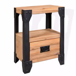 Table de nuit chevet commode armoire meuble chambre bois d acacia acier 40 x 30 x 54 cm