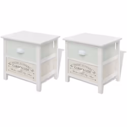 Table de nuit chevet commode armoire meuble chambre en style français 2 pcs bois