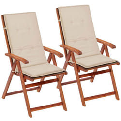 Lot de 2 coussins de chaise de jardin en tissu crème 120x50x3 cm DEC021546